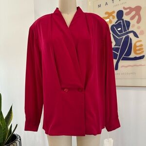 Vintage 80’s Raspberry Pleated Blouse